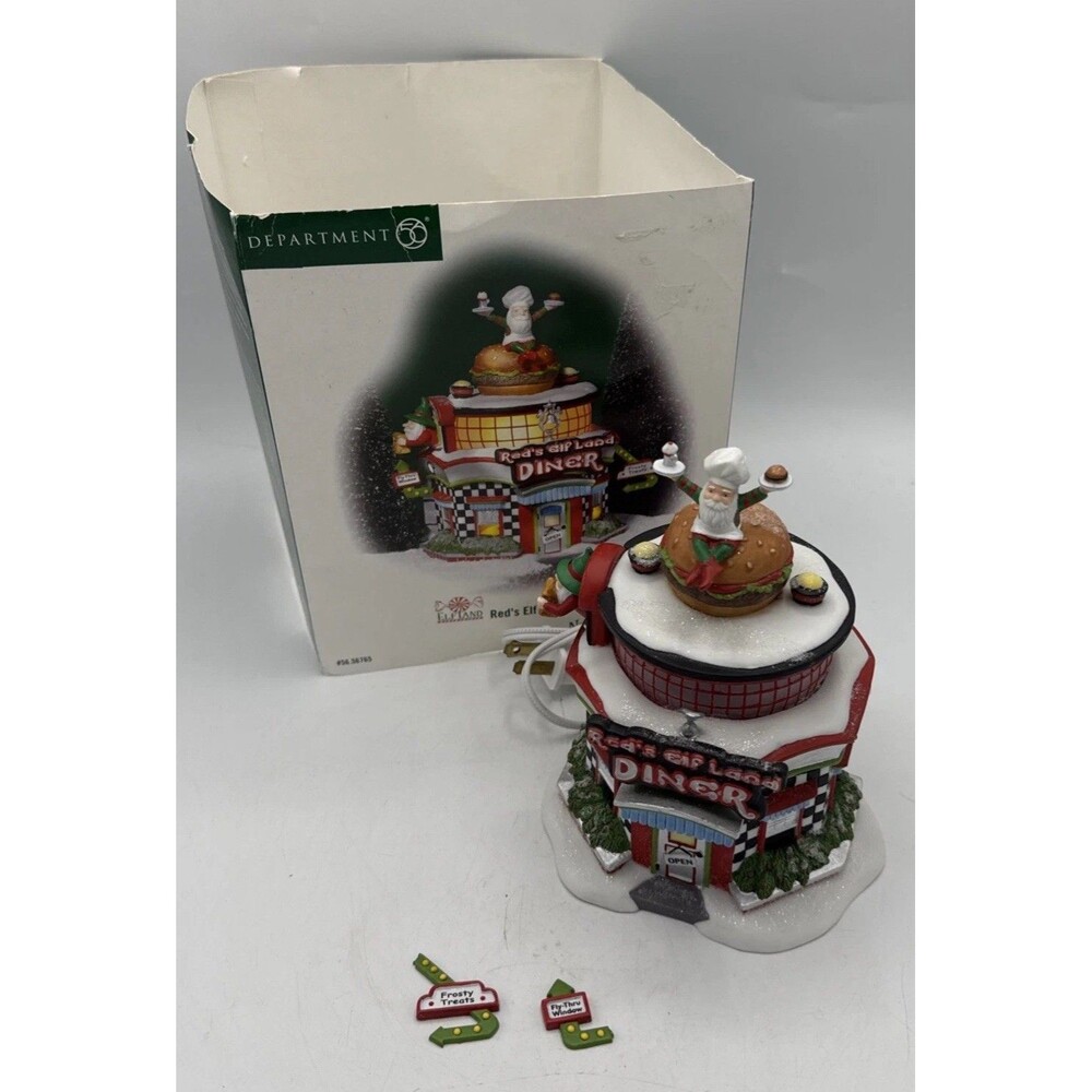 Department 56 North Pole Series Red's Elf Land Diner Illuminated Boxed 2003